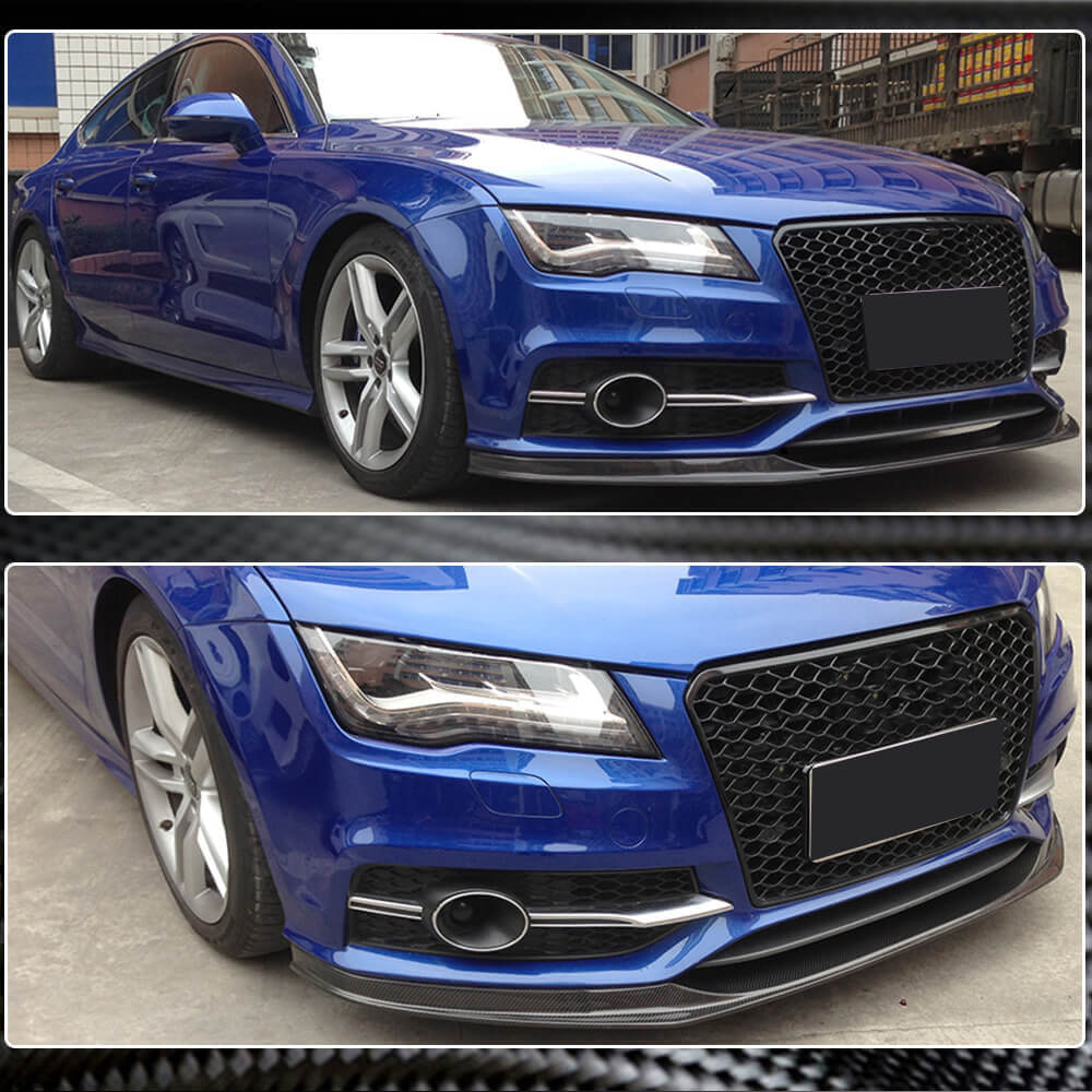 Front Bumper Lip V2 (for S-Line 2010-2014, Carbon) for Audi A7 2010-2018 - image 3