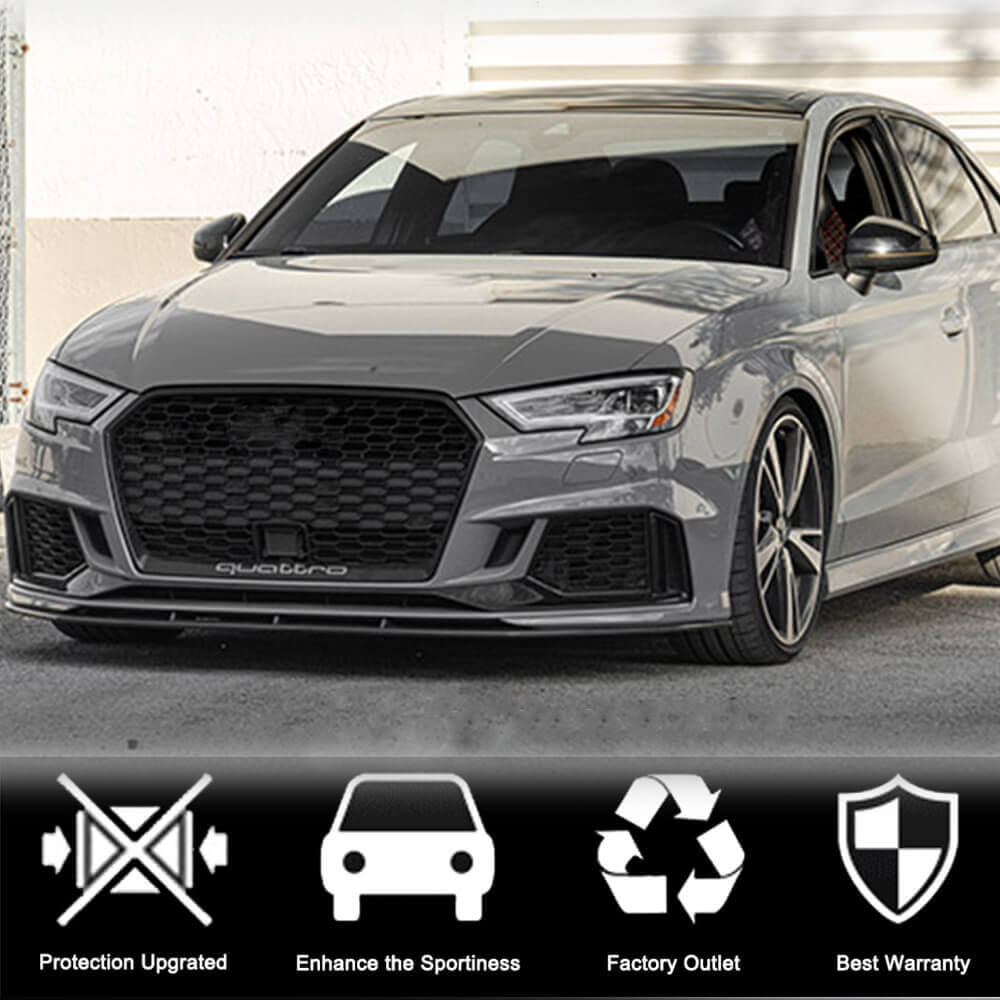 Front Bumper Lip Spoiler V5 (for RS3 Sedan 2017-2020, Carbon) for Audi A3 2012-2020 - image 3