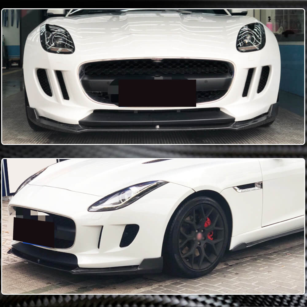 Front Bumper Lip Spoiler (2013-2016, Carbon) for Jaguar F-Type 2013-2024 - image 3