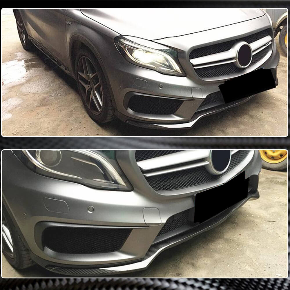 Front Bumper Lip Spoiler (for GLA45 AMG 2013-2016, Carbon) for Mercedes GLA X156 2014-2019 - image 3