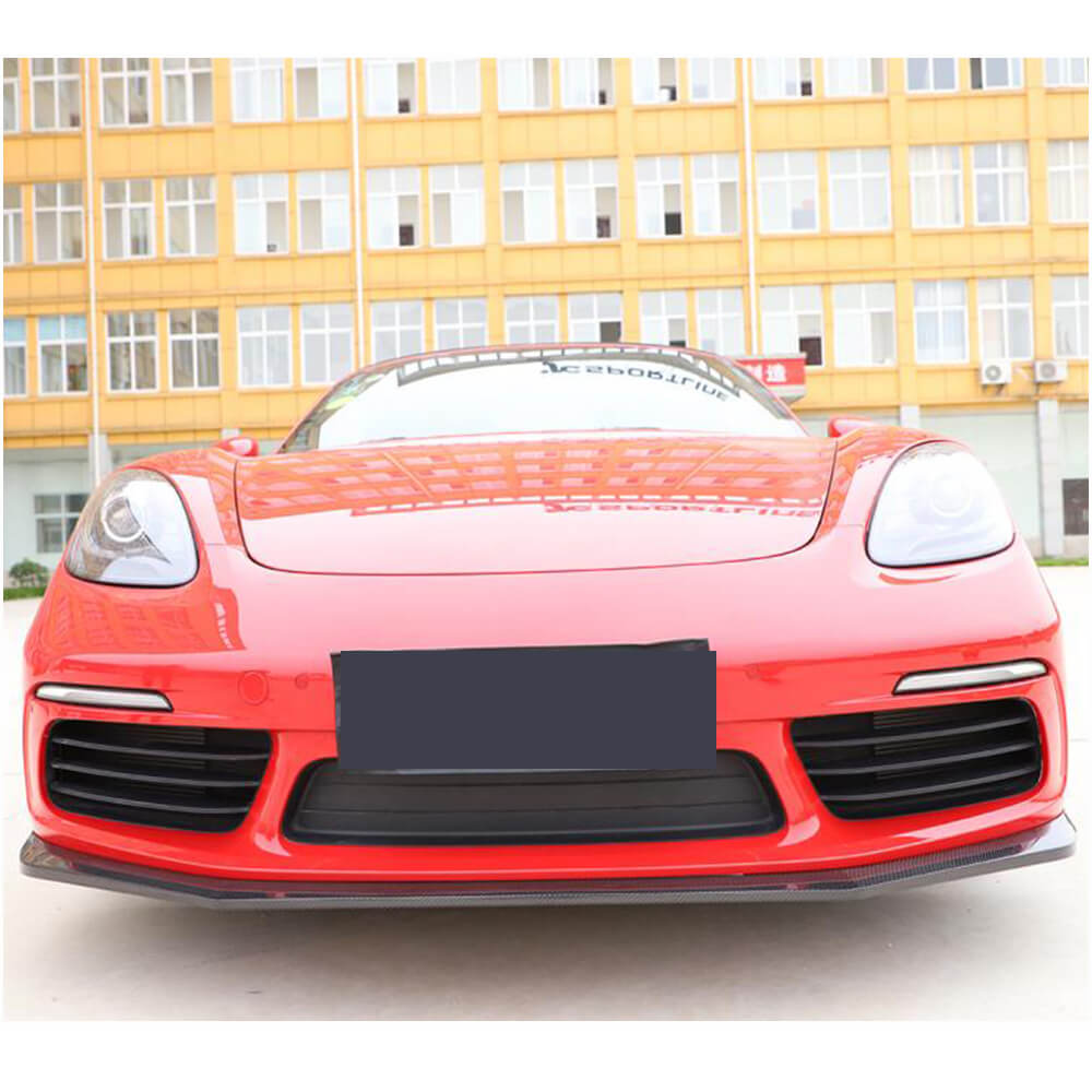 Lip V2 front bumper cover (2016-2019, carbon) for Porsche Boxster/Cayman 982 (718) 2016- - image 3