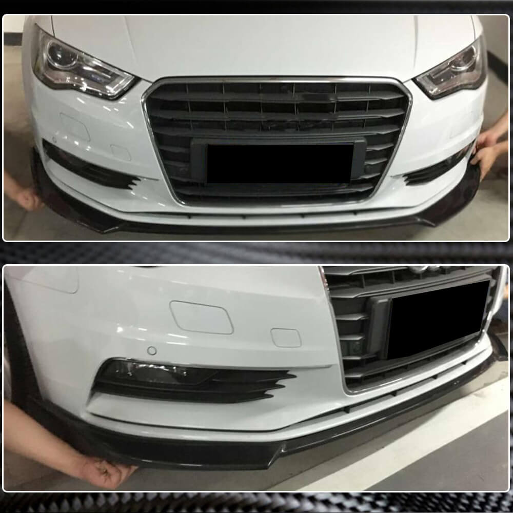 Front bumper lip Lip V1 (for Base 2012-2016 Sedan, Carbon) for Audi A3 2012-2020 - image 3