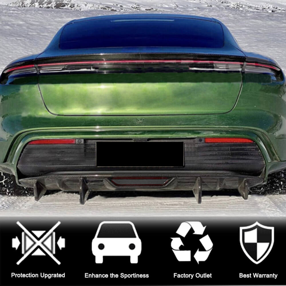 Rear Bumper Diffuser (2019-2024 Base SD, Carbon) for Porsche Taycan 2019- - image 3