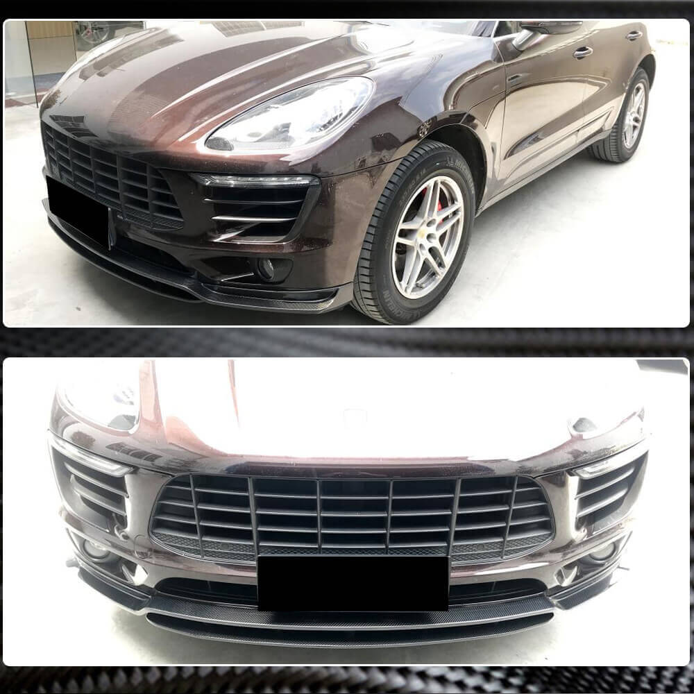 Front Bumper Lip V2 (2014-2018, Carbon) for Porsche Macan 2014-2024 - image 3
