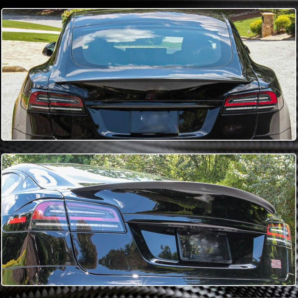 Rear Trunk Spoiler Dry Carbon Fiber V8 (2012-2022) for Tesla Model S - image 3