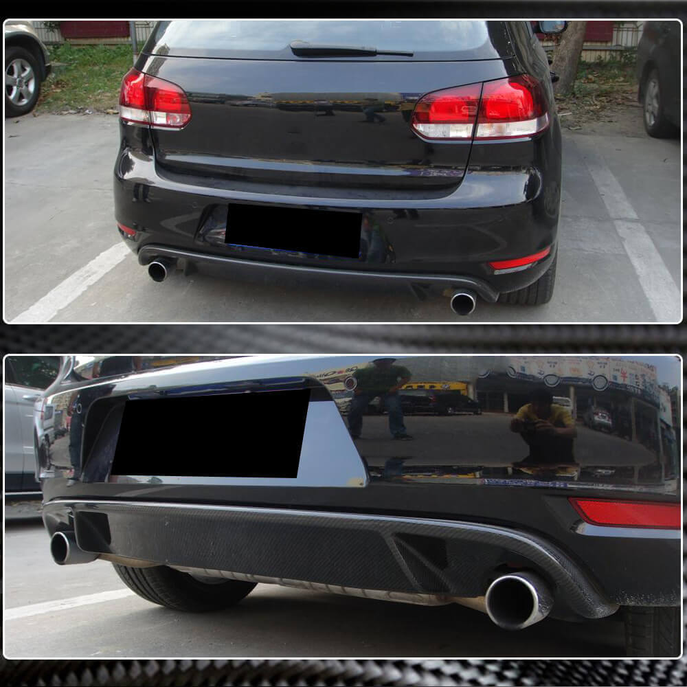 Rear Bumper Diffuser V2 for GTI HB 2010-2013, Carbon for Volkswagen Golf 6 2008-2014 - image 3
