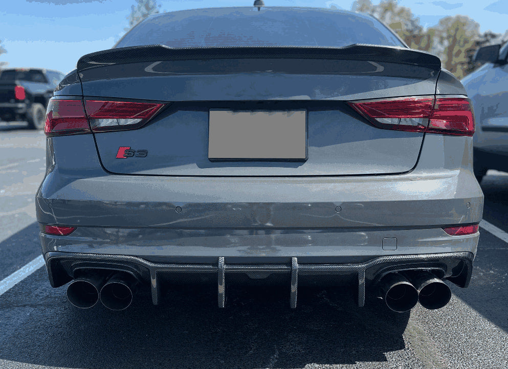 Rear Bumper Diffuser V1 (for S-Line SD 2017-2020, Carbon) for Audi A3 2012-2020 - image 3