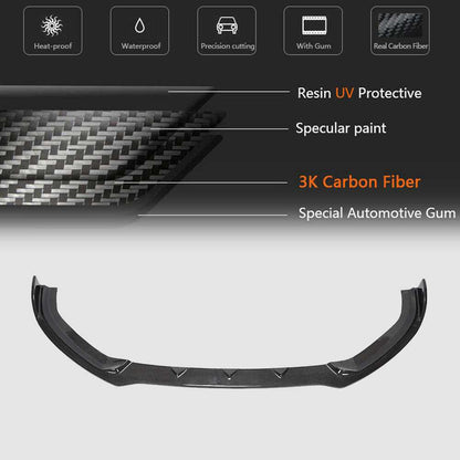 Front bumper lip spoiler Lip V1 (for S-Line 2017-2020 Sedan, Carbon) for Audi A3 2012-2020 - image 3