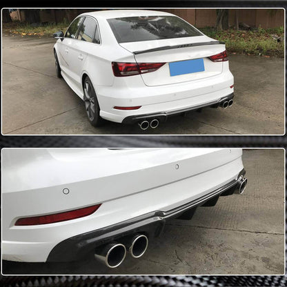 Rear Bumper Diffuser V4 (for S-Line SD 2017-2020, Carbon) for Audi A3 2012-2020 - image 3