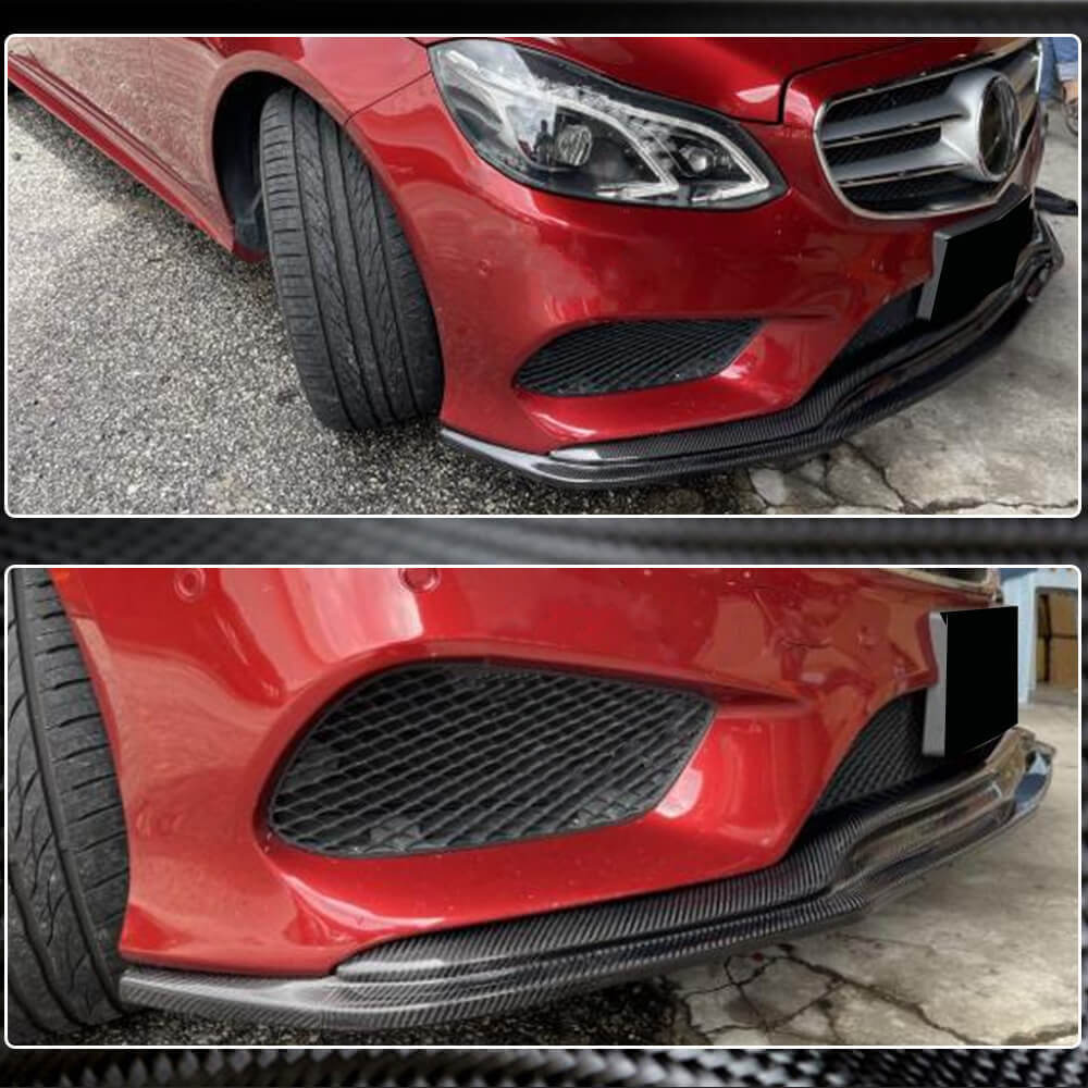 Front Bumper Lip V1 for AMG-Line 2013-2016 Carbon for Mercedes E-сlass W212 2009-2016 - image 3
