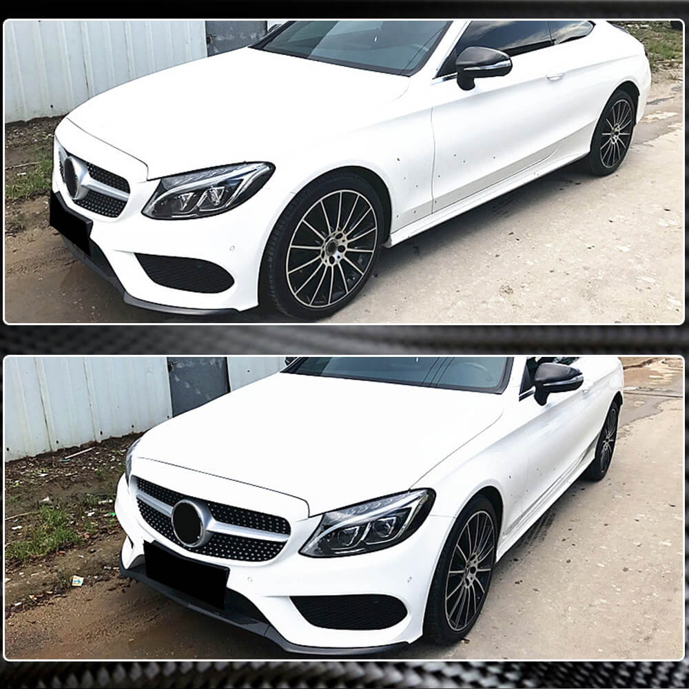 Front Bumper Lip V4 for C43 AMG 2015-2019 Carbon for Mercedes C-сlass W205 2014-2021 - image 3