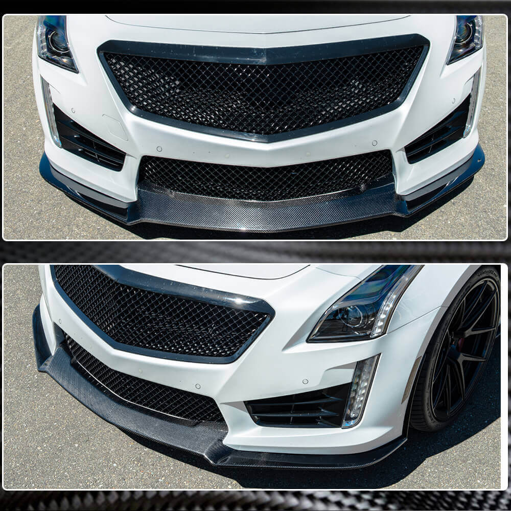 Front Bumper Lip V2 for CTS V Sedan 2016-2019 Carbon for Cadillac CTS 2013-2019 - image 3