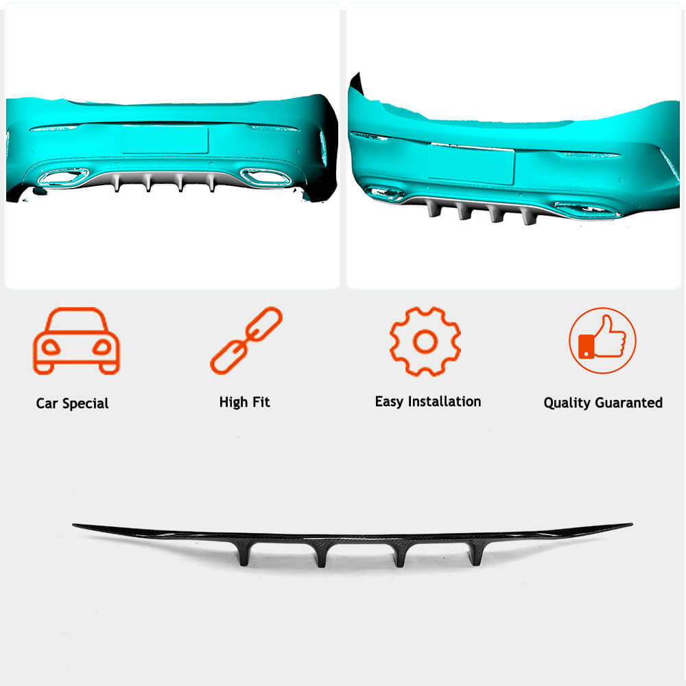 Rear bumper diffuser (for AMG-Line coupe/convertible / C43 AMG 2015-2019, Carbon) for Mercedes C-class W205 2014-2021 - image 3