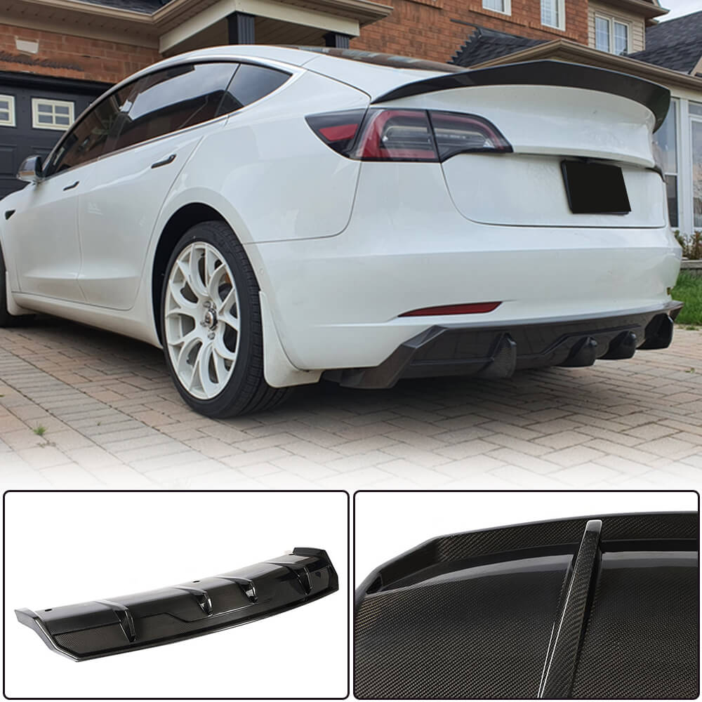 Rear Bumper Diffuser Carbon Fiber V1 (2016-2022) for Tesla Model 3 - image 3