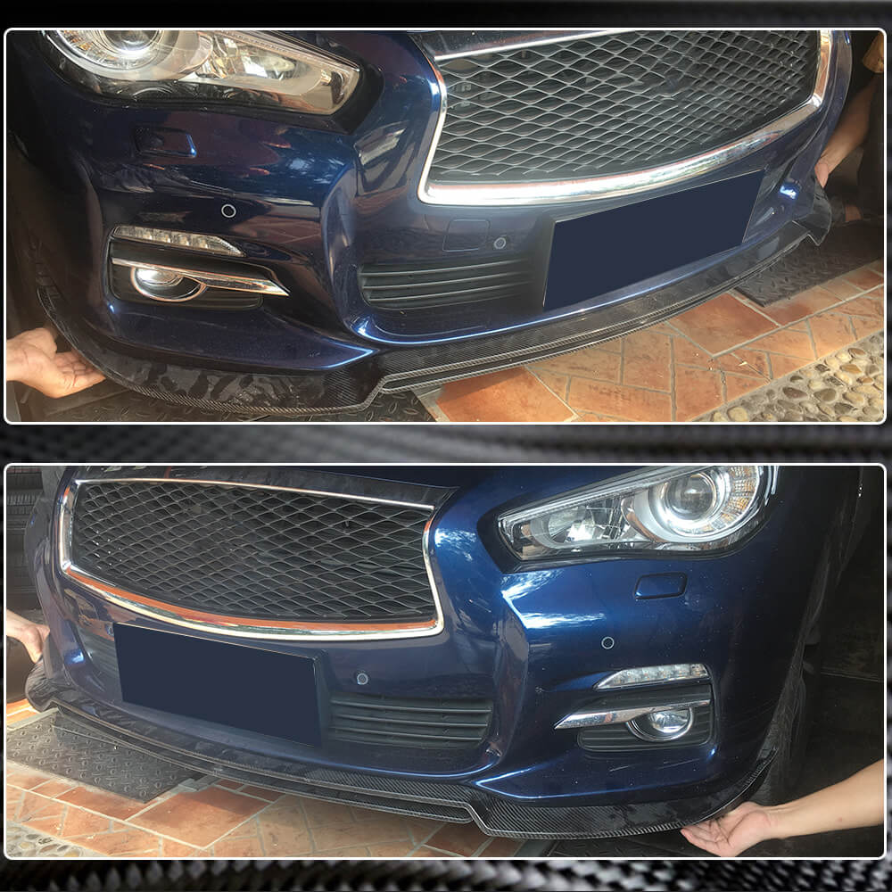 Lip V2 front bumper cover (for Q50 Base 2014-2017, Carbon) for Infiniti Q50/Q60 2013-2024 - image 3