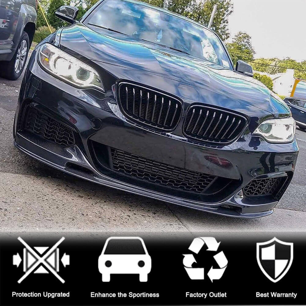Front Bumper Lip Carbon Fiber V2 (for F22/F23 M Sport) for BMW 2 Series F22/23 2014-2021 - image 3