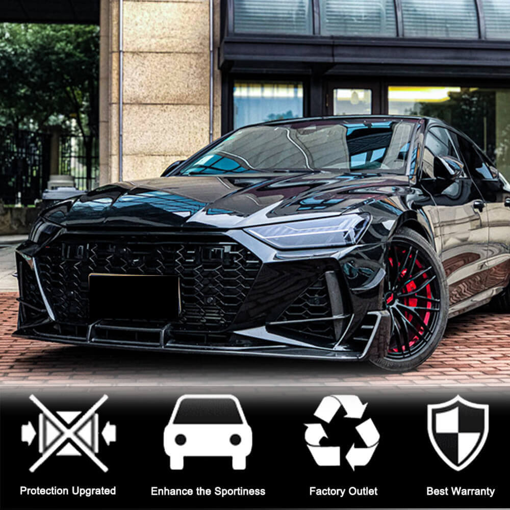 Front bumper air intake covers V1 (for RS7 2018-2022, Dry Carbon) for Audi A7 2018- - image 3