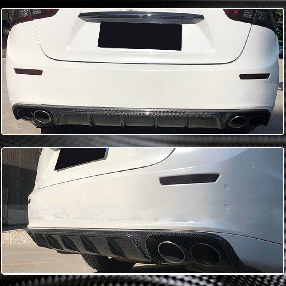 Rear Bumper Diffuser (for Base/S/S Q4 2013-2017, Carbon) for Maserati Ghibli 2013-2023 - image 3