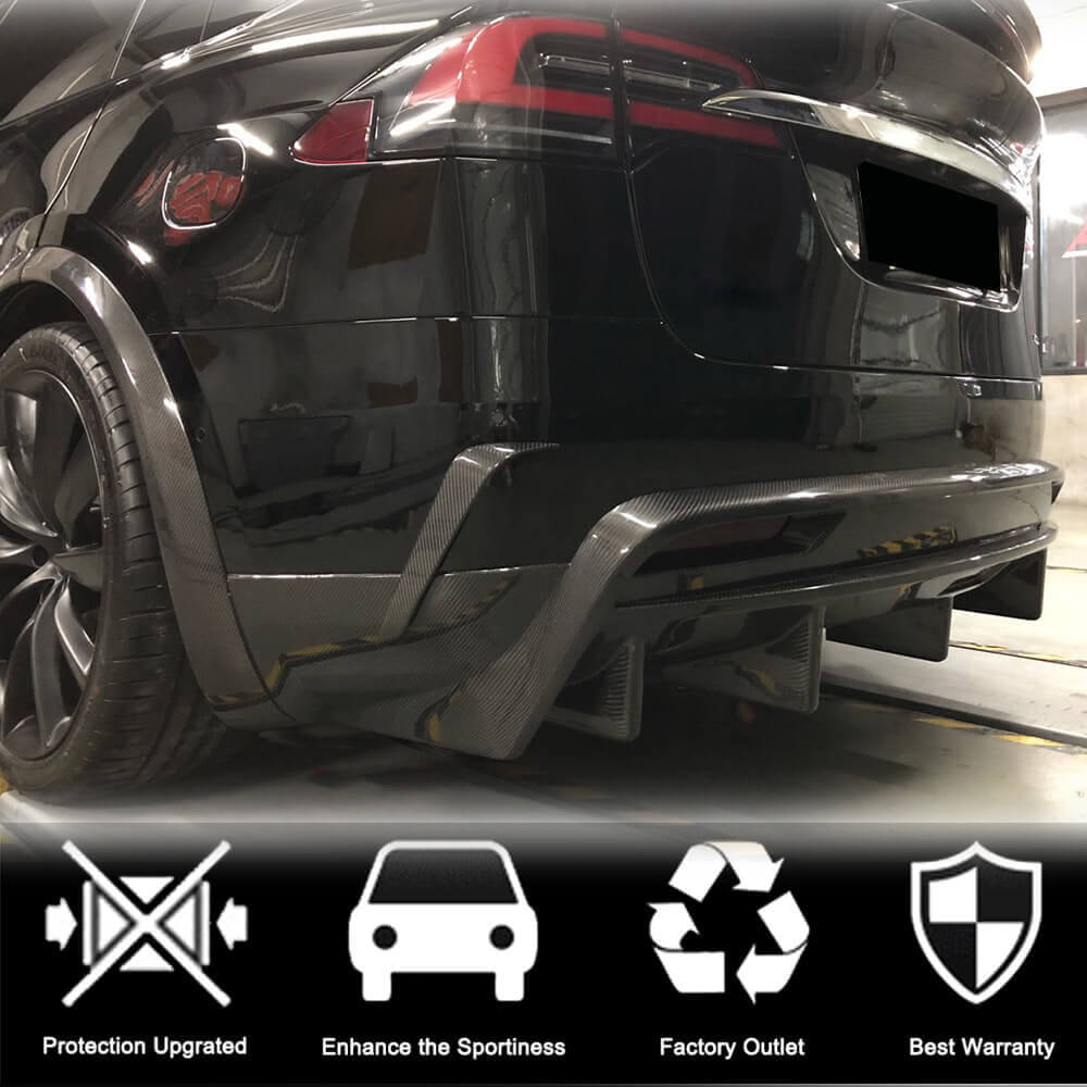Rear Bumper Diffuser Carbon V3 (2016-2020) for Tesla Model X 2015- - image 3
