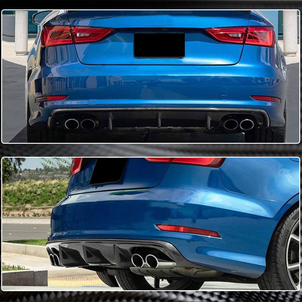 Rear bumper diffuser V1 (for Base Sedan 2012-2016, Carbon) for Audi A3 2012-2020 - image 3