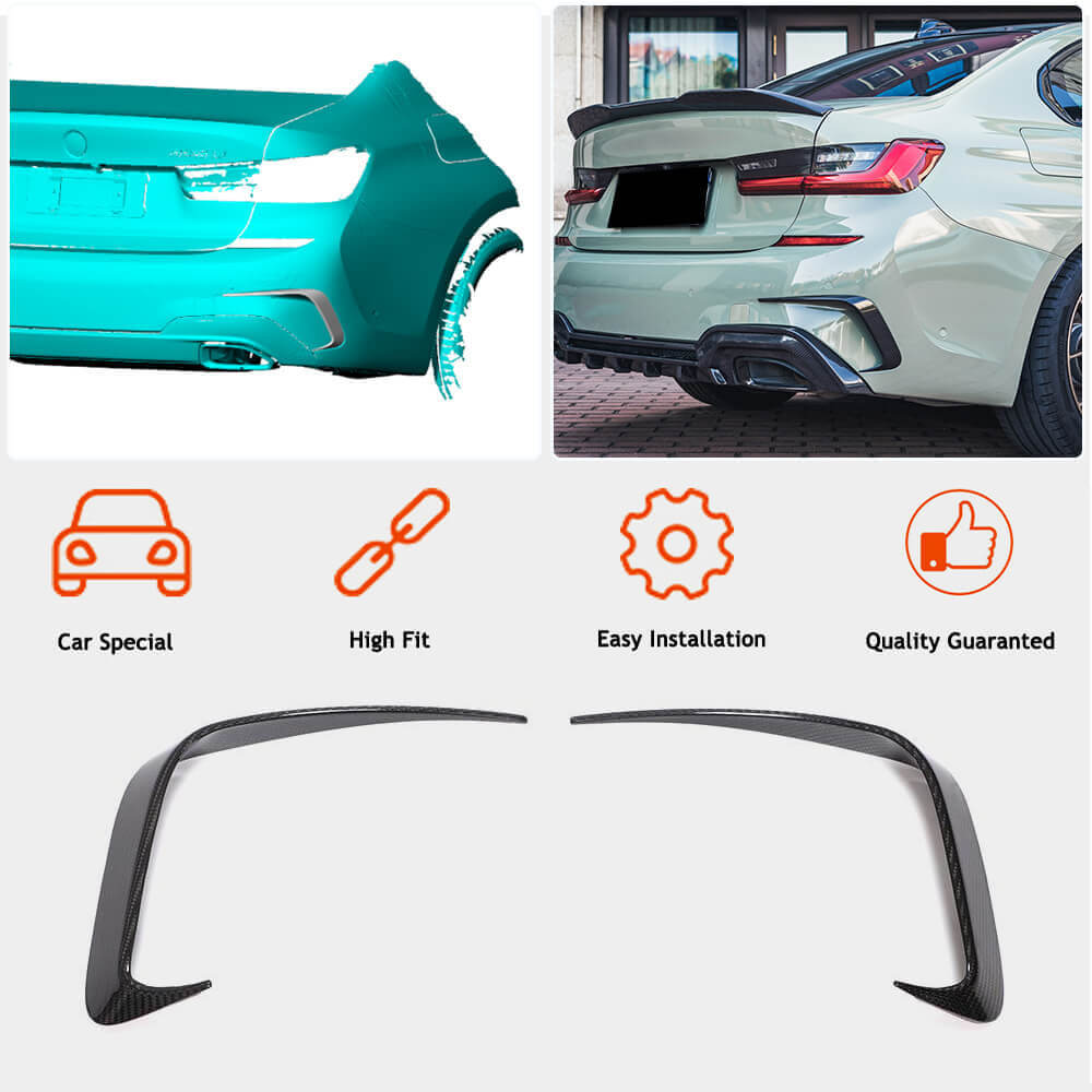 Rear Bumper Flap Extensions (for M-Sport 2018-2022, Carbon) for BMW 3 Series G20/G21 2018- - image 3