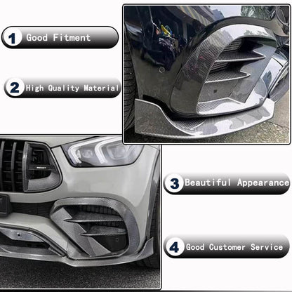 Front Bumper Lip Spoiler (for GLE53/AMG-Line 2020-2023, Carbon) for Mercedes GLE W167 2018- - image 3