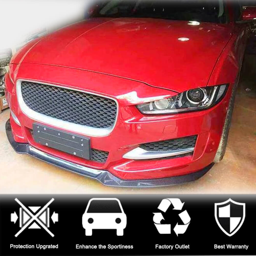 Front Bumper Lip Spoiler (2015-2019, Carbon) for Jaguar XE 2016- - image 3