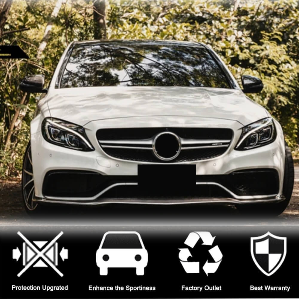 Lip V2 front bumper cover (for SD C63 AMG 2015-2019, Carbon) for Mercedes C-class W205 2014-2021 - image 3