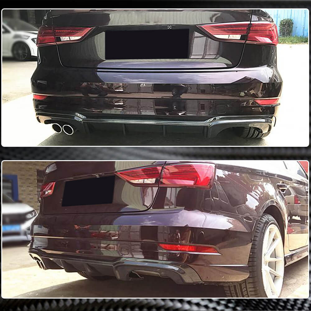Rear Bumper Diffuser V5 (for S-Line SD 2017-2020, Carbon) for Audi A3 2012-2020 - image 3