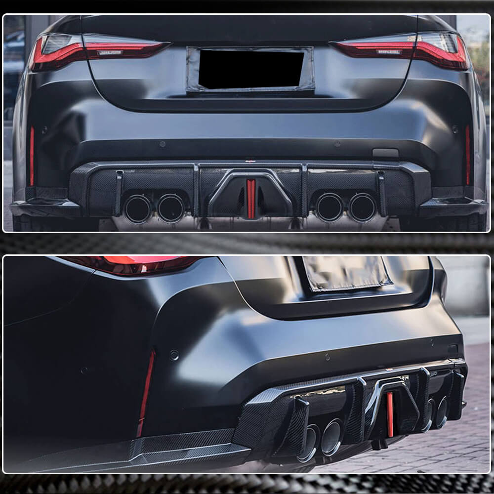 Rear Bumper Diffuser With Splitters Dry Carbon Fiber V4 (for G82/G83 2021+) for BMW 4 series G22/23/26 2020- - image 3