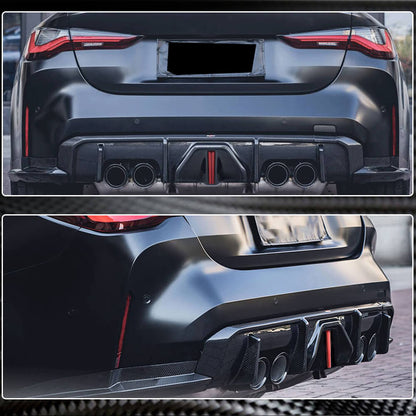 Rear Bumper Diffuser With Splitters Dry Carbon Fiber V4 (for G82/G83 2021+) for BMW 4 series G22/23/26 2020- - image 3