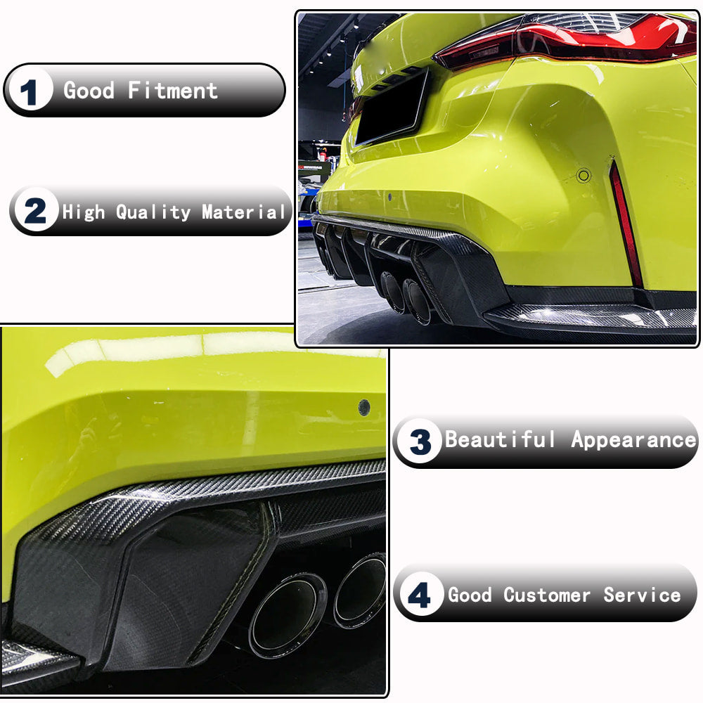 Rear Bumper Diffuser Trims Dry Carbon Fiber V3 (for G82/G83) for BMW 4 series G22/23/26 2020- - image 3