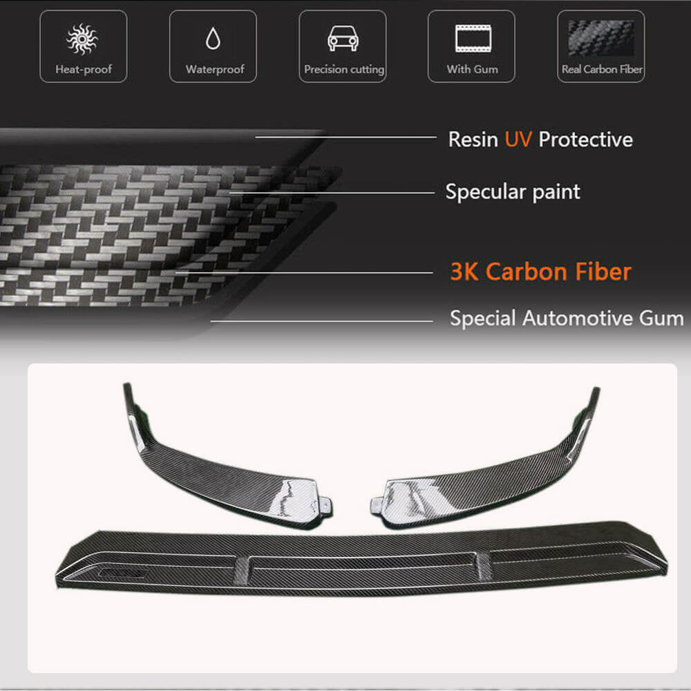 Front Bumper Lip Spoiler (for SD AMG-Line 2019-2021, Carbon) for Mercedes C-сlass W205 2014-2021 - image 3