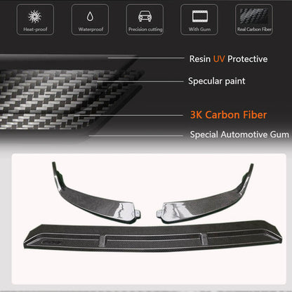 Front Bumper Lip Spoiler (for SD AMG-Line 2019-2021, Carbon) for Mercedes C-сlass W205 2014-2021 - image 3