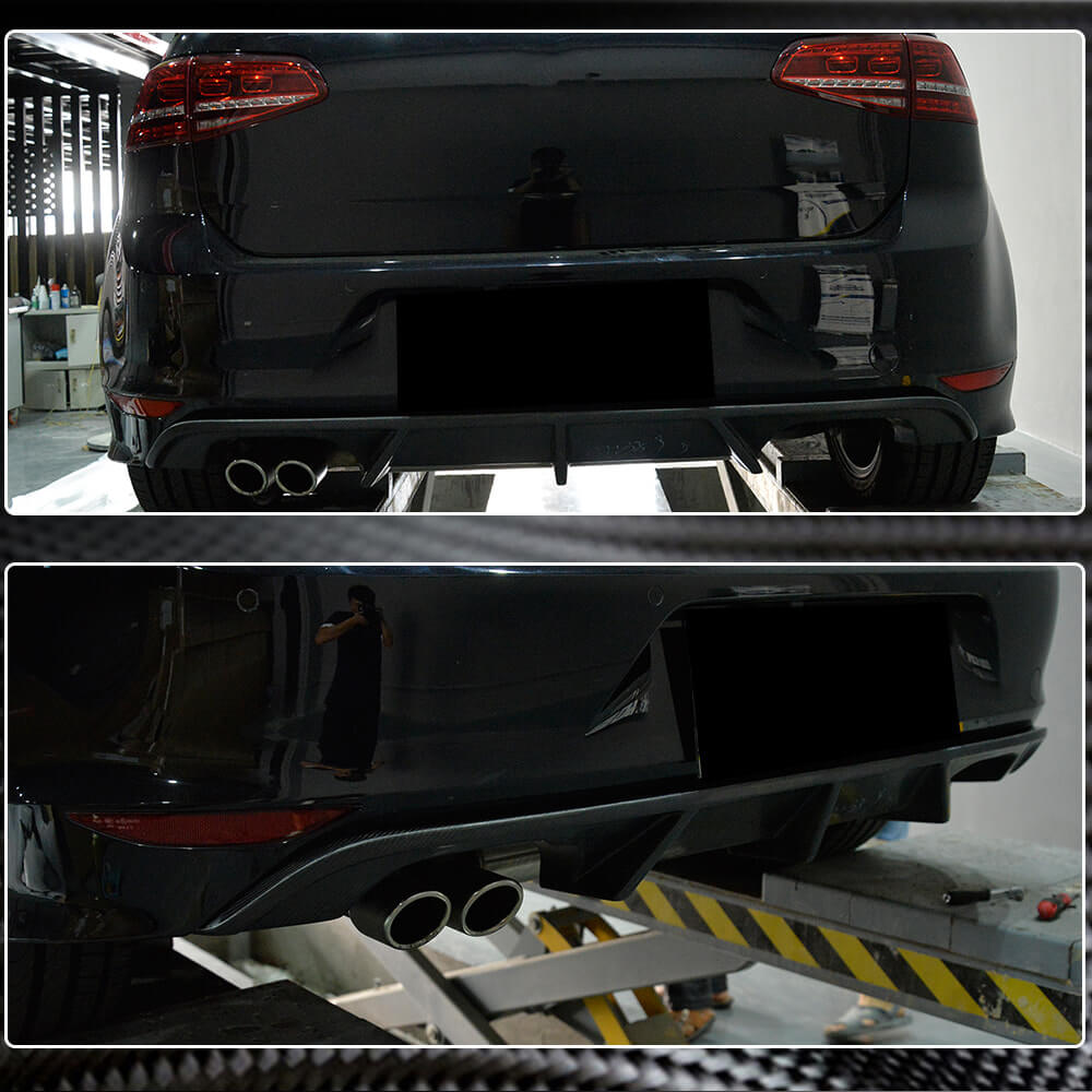Rear Bumper Diffuser (for R/R-Line HB 2012-2017, Carbon) for Volkswagen Golf 7/E-Golf 2012-2020 - image 3