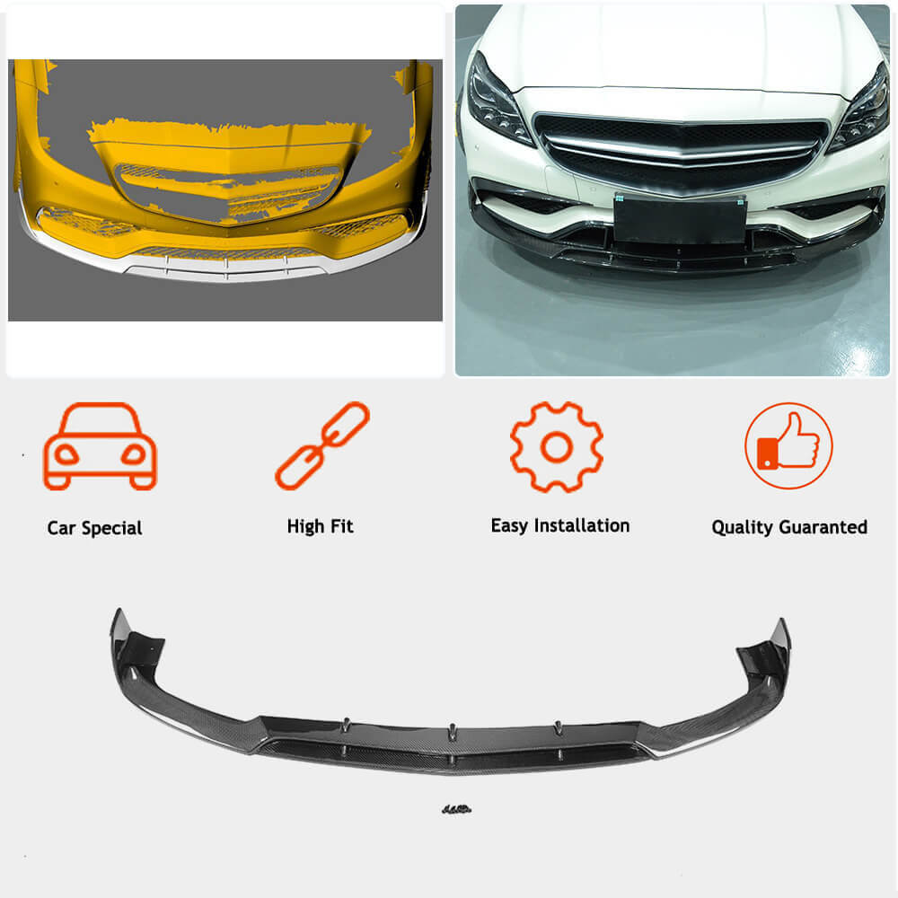Front Bumper Lip V1 Add-on (for CLS63 AMG SD 2015-2018, Carbon) for Mercedes CLS C218 2011-2018 - image 3