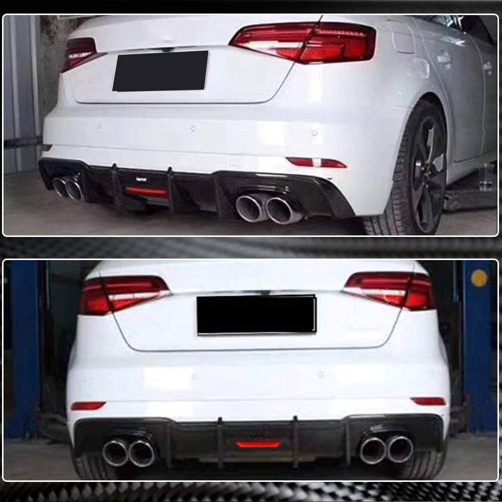 Rear Bumper Diffuser V1 for S-Line HB 2017-2020, Carbon for Audi A3 2012-2020 - image 3
