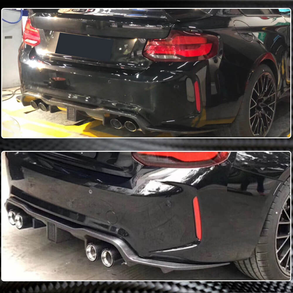 Rear Bumper Diffuser Carbon Fiber (With LED Brake Light) V7 (for F87) for BMW 2 Series F22/23 2014-2021 - image 3