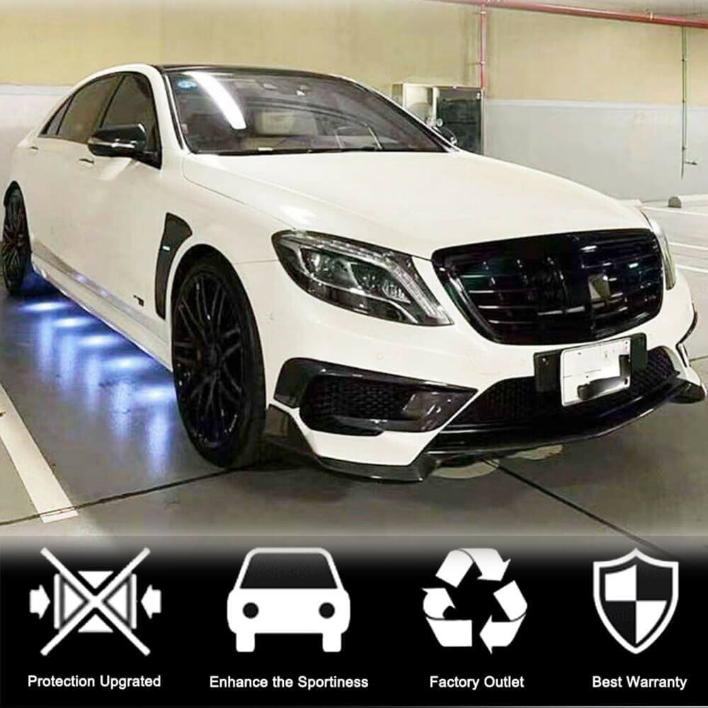 Front bumper extensions V1 for S63 AMG 2014-2017 Carbon for Mercedes S-сlass W222 2013-2020 - image 3
