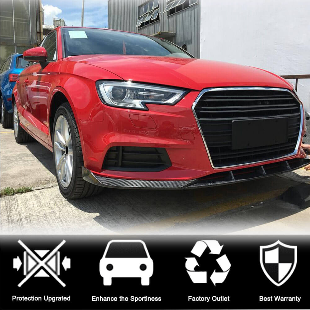 Front Bumper Lip V1 for Base 2017-2020 SD, Carbon for Audi A3 2012-2020 - image 3
