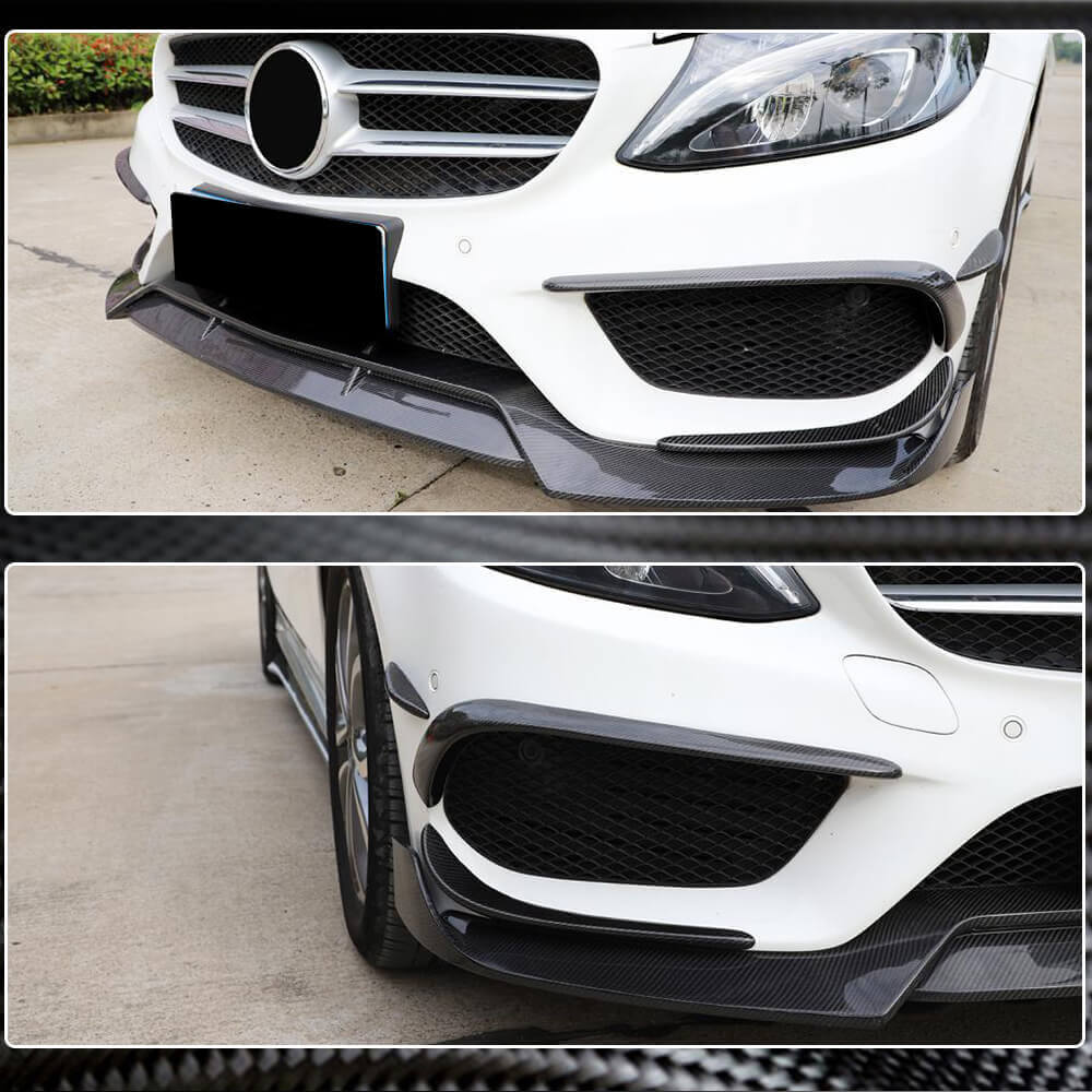 Covers on the front bumper (for C43 AMG 2015-2019, Carbon) for Mercedes C-class W205 2014-2021 - image 3