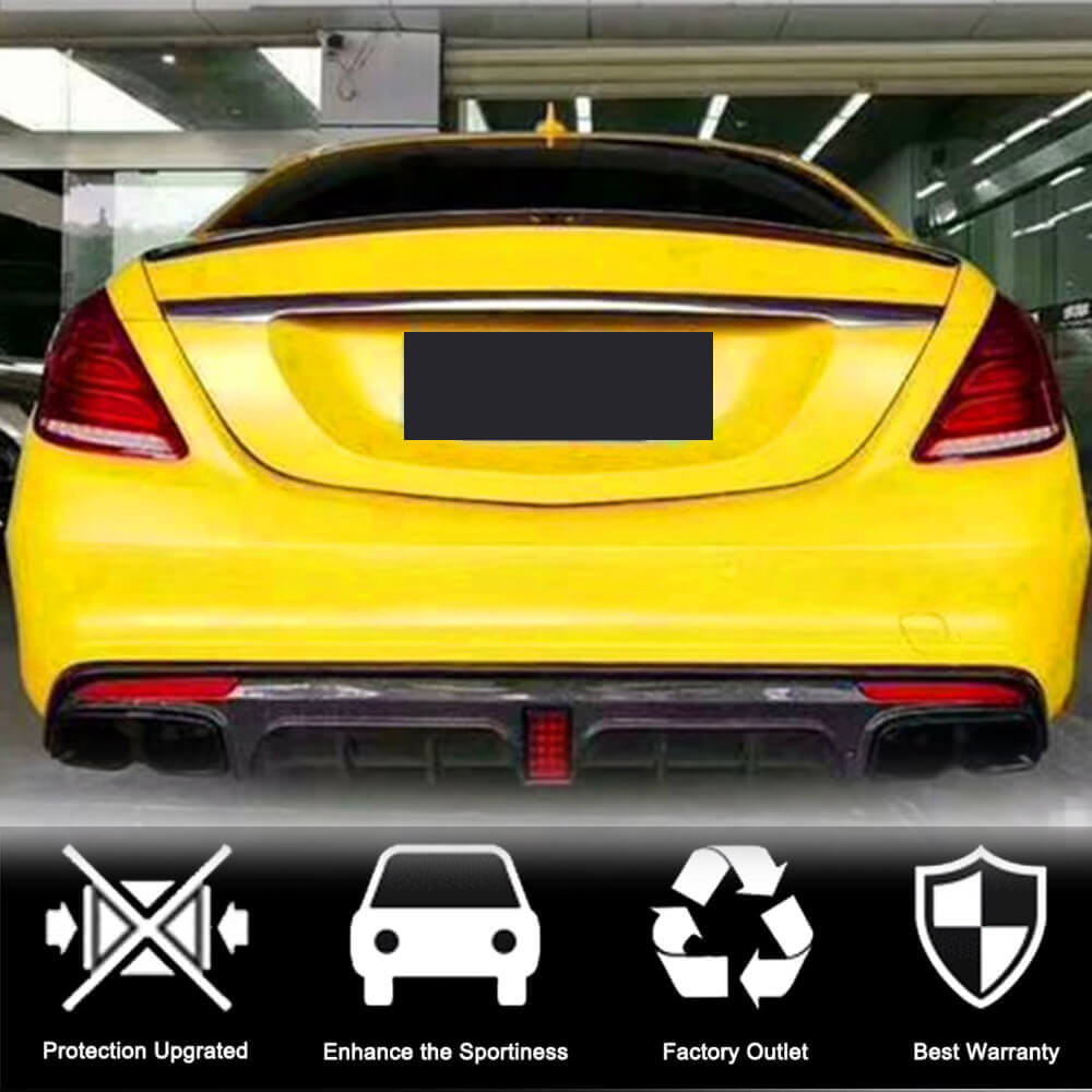 Rear bumper diffuser with exhaust tips (for S63 AMG 2014-2017, Carbon) for Mercedes S-сlass W222 2013-2022 - image 3