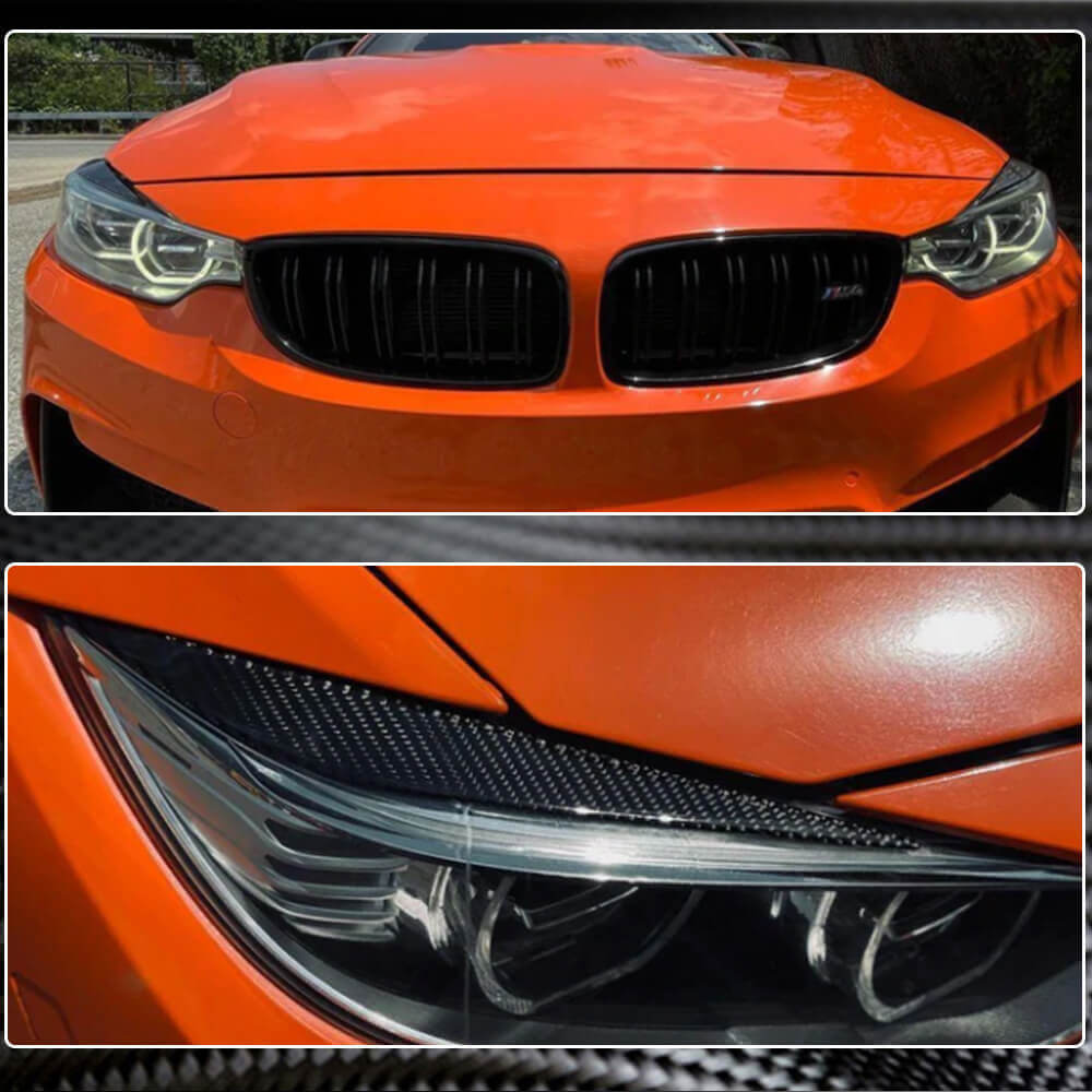 Headlight Eyebrows Lamp Eyelids Dry Carbon Fiber V1 for BMW 3 series F-30/31/34 2012-2019 - image 3