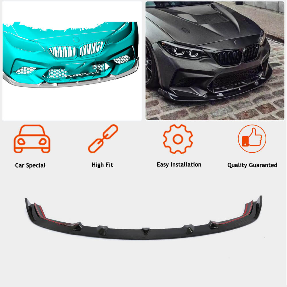Front Bumper Lip V7 for F87 M2 Competition, Carbon for BMW 2 Series F22/F23 2014-2021 - image 3