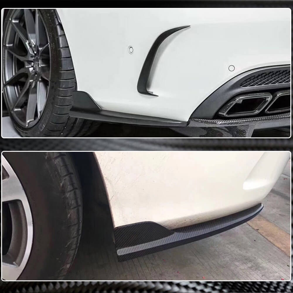 Rear bumper protectors V2 (for AMG-Line coupe/convertible / C43 AMG 2015-2019, Carbon) for Mercedes C-class W205 2014-2021 - image 3
