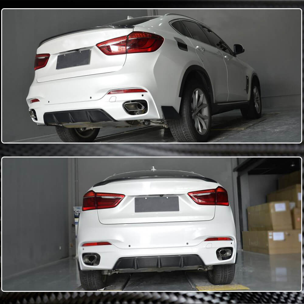 Rear Bumper Diffuser V2 (for M-Sport, Carbon) for BMW X6 F-16 2014-2019 - image 3