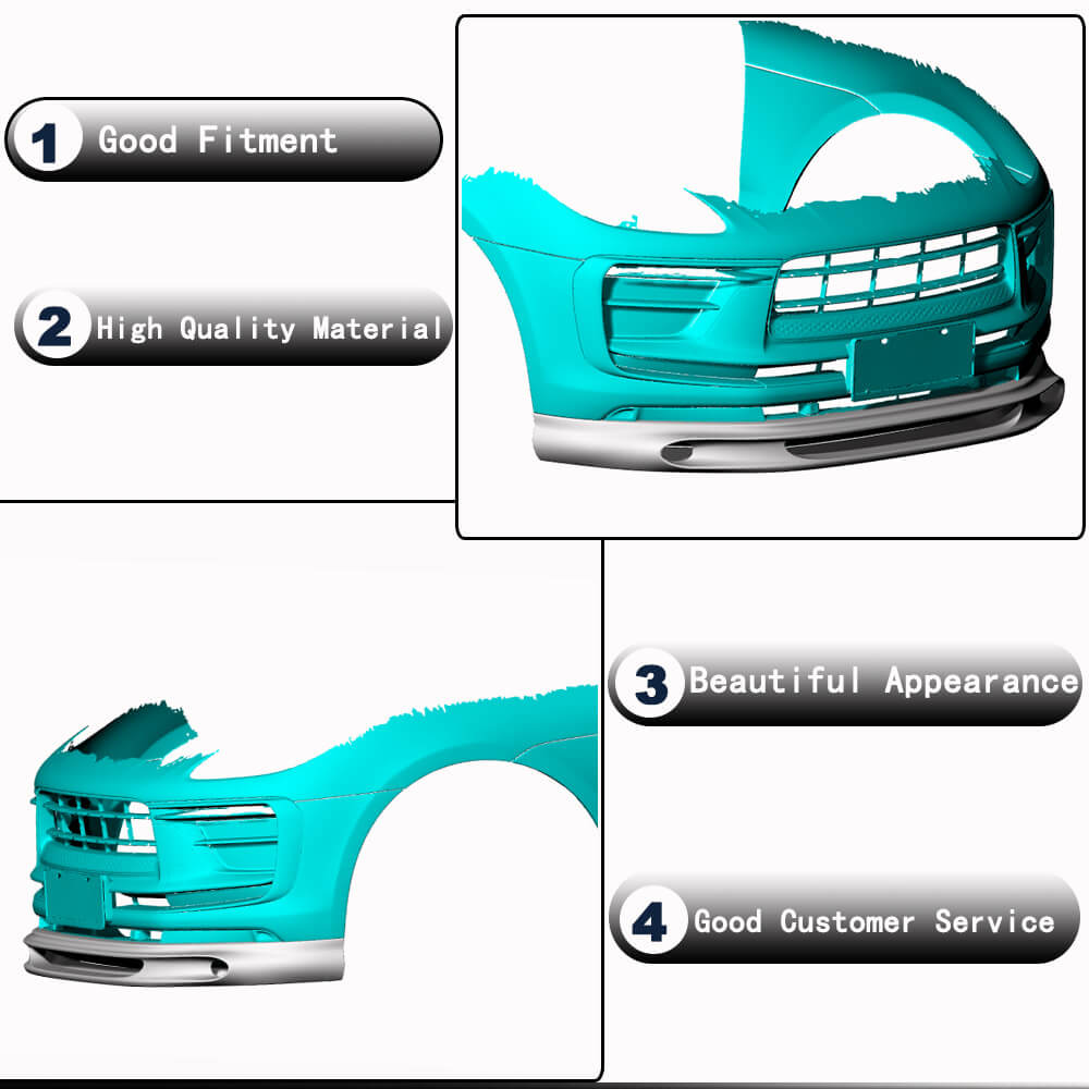 Front Bumper Lip Spoiler (2022+, Carbon) for Porsche Macan 2014-2024 - image 3