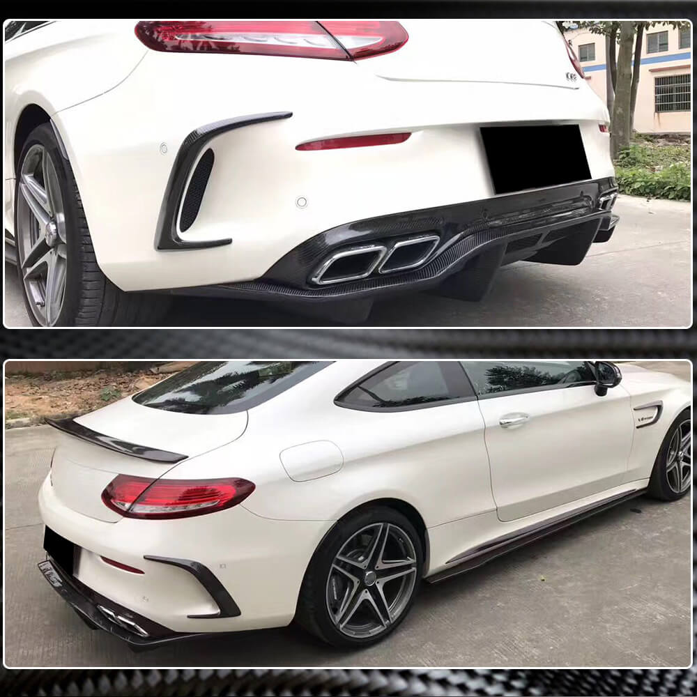 Rear Bumper Diffuser V2 (for Coupe/Cabriolet C63 AMG 2015-2019, Carbon) for Mercedes C-сlass W205 2014-2021 - image 3