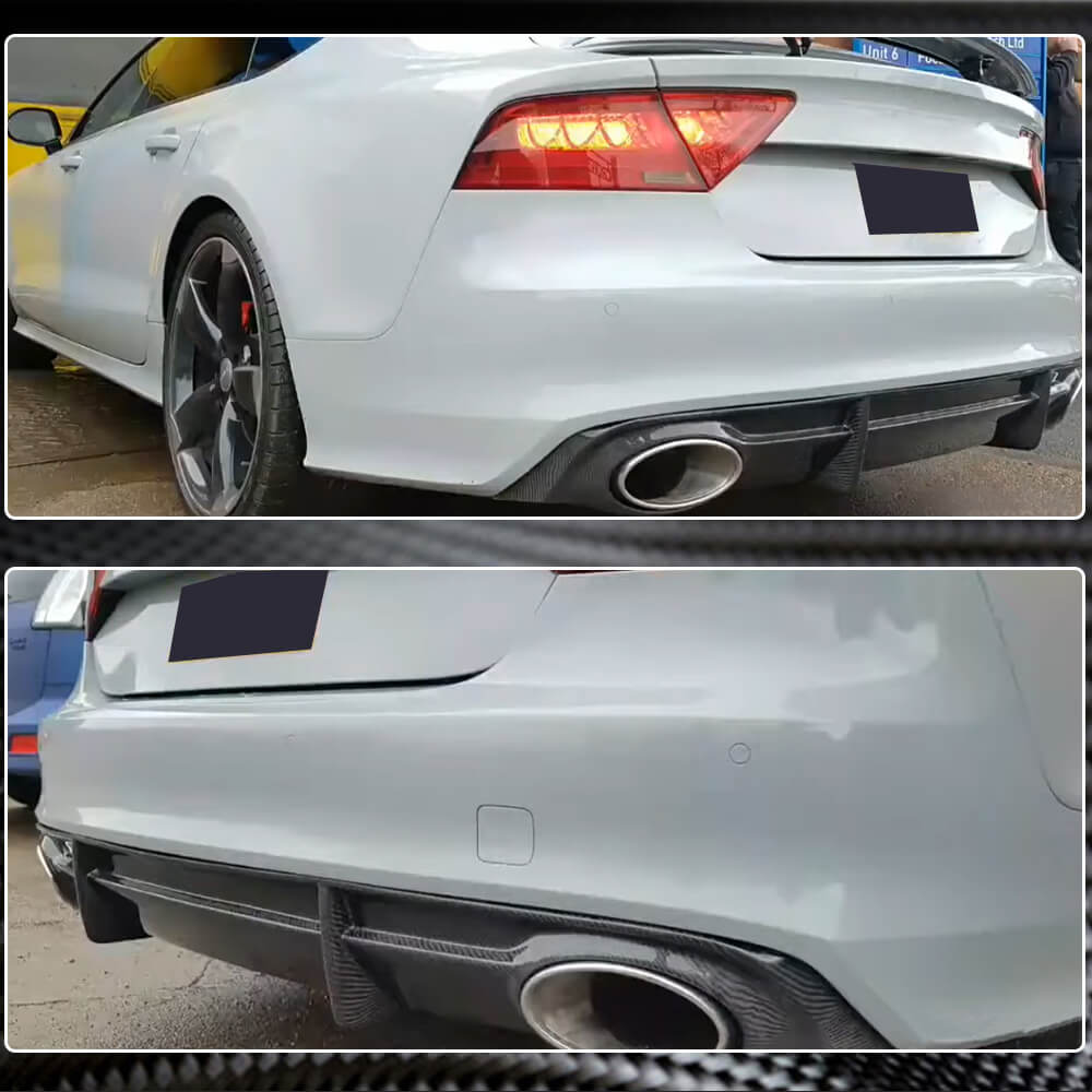 Rear Bumper Diffuser V3 (for S-Line, 2010-2014, Carbon) for Audi A7 2010-2018 - image 4