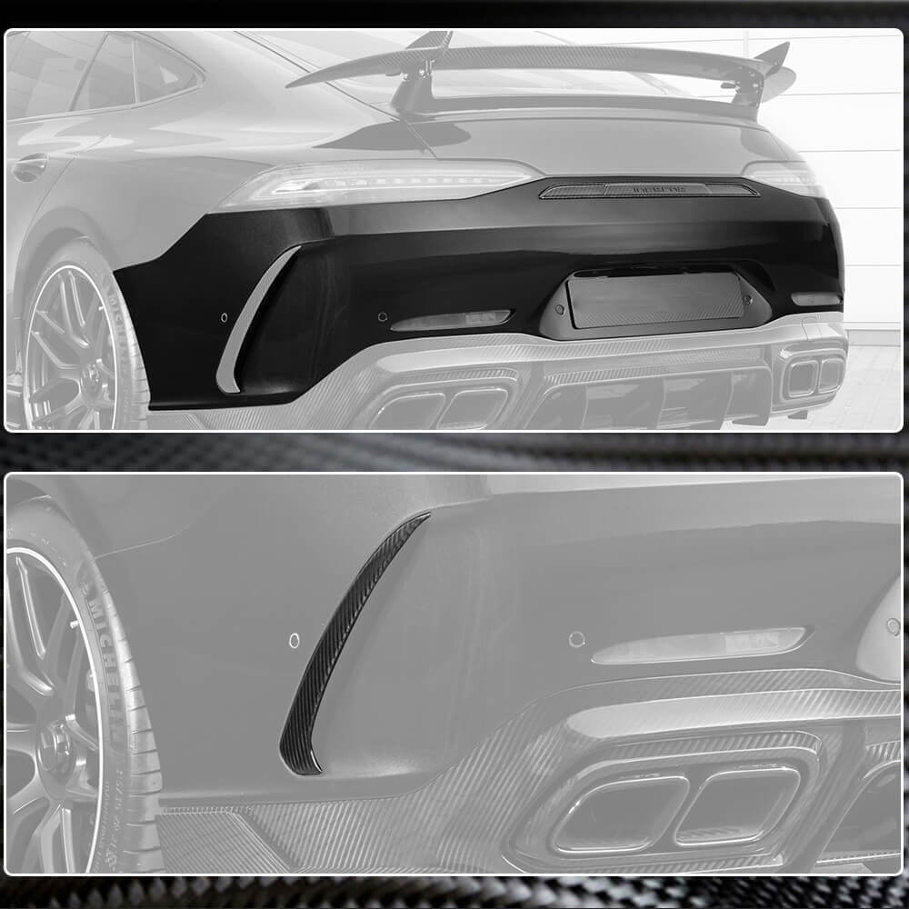 Rear Bumper Extensions V1 (for GT63 2018-2022, Carbon) for Mercedes AMG GT 4 X290 2018- - image 4